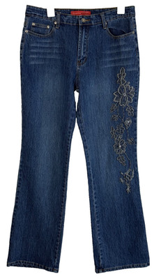 Cosmopolitan Jeanswear Womens Size 12 Bootcut Blue Jeans Embroidery Stretch