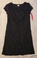 NWT Women's Ebony sz Medium Xhilaration Classic Black Lined Lace Dress