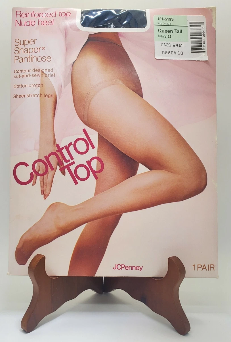 JCPenney Super Shaper Pantyhose Size Queen Tall Navy Control Top