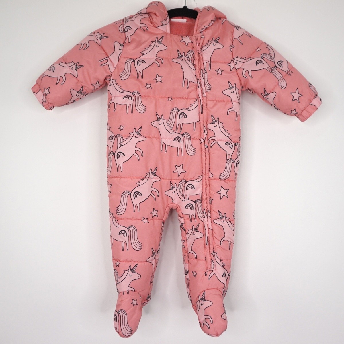 Baby girls NEXT 6-9 Months Casual Pink Unicorn Zip Snowsuit