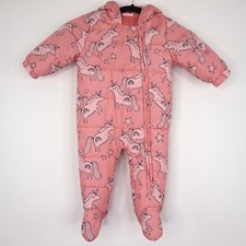 Baby girls NEXT 6-9 Months Casual Pink Unicorn Zip Snowsuit Pramsuit