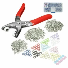 100PCS Metal Ring Button Snap Studs Fastener w/hand pressing pliers Tool Kit