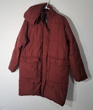 Everlane Womens Size Medium Renew Long Puffer Jacket Berry Red