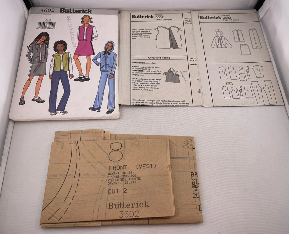 Butterick Sewing Pattern 3602 Girls Childs Jacket Vest Pants Size 7-10 Uncut - Image 3 of 3