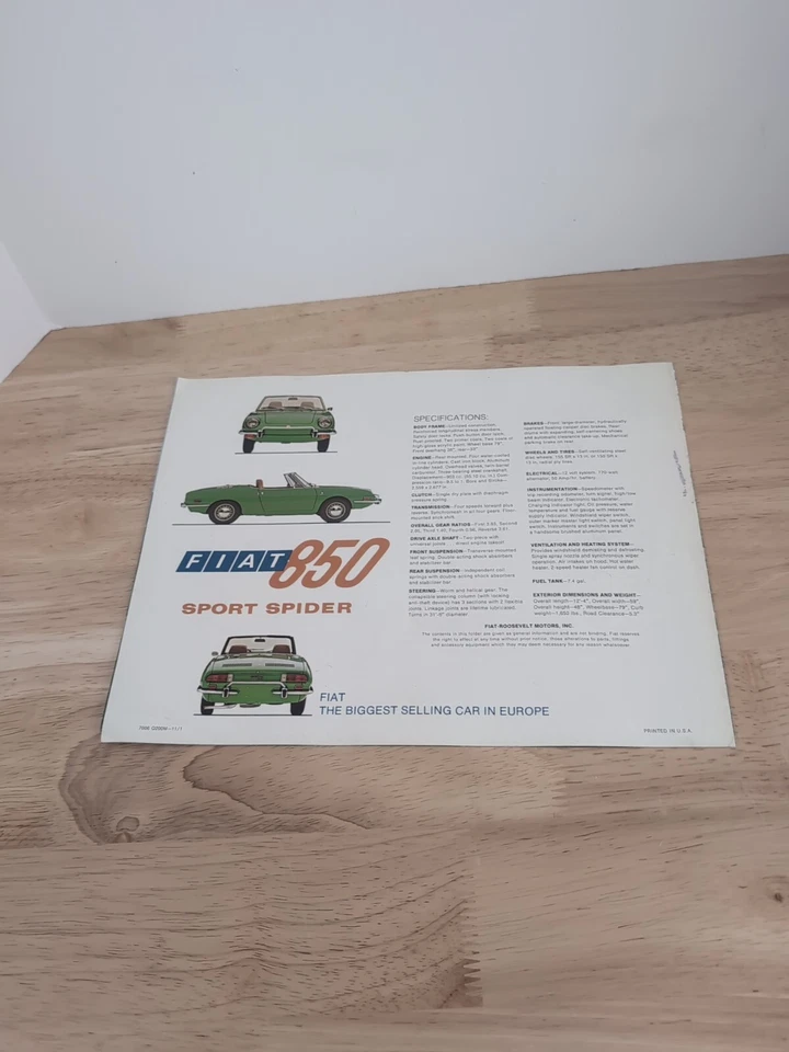 Folheto fiat 850 Sport verde aranha - Imagem 2 de 4