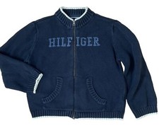 TOMMY HILFIGER Kids Girls Boys Full Zip Sweater Knit Top 4T Blue Long Sleeve