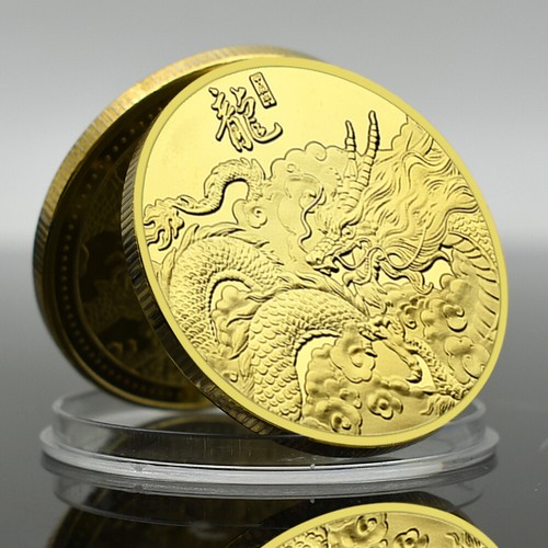Moneda Desafío Oro Dragón Signos del Zodiaco Chino 'Fu' Coleccionables Medalla - Imagen 4 de 12