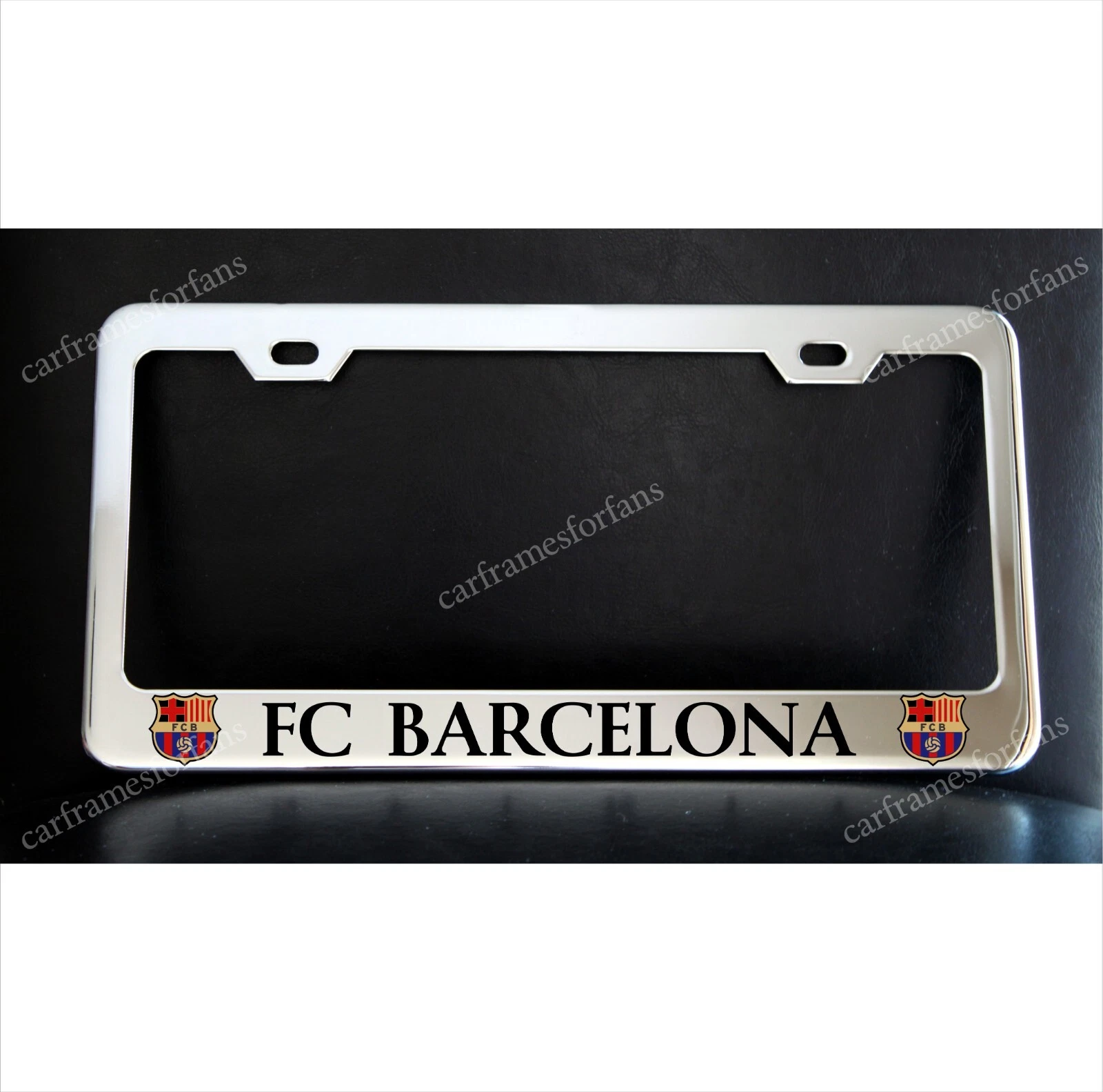 FC Barcelona Chrome Plated Metal License Plate Frame Car Tag Holder