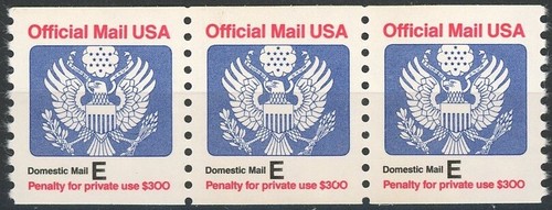 E-Rate OFFICIAL Stamp Coil MNH Strip of 3 Shiny Gum Scott's O140 - Picture 2 of 2