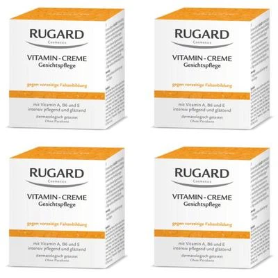 RUGARD VITAMIN CREME 4x100ml Antifaltenpflege für trockene Gesichtshaut + PROBEN