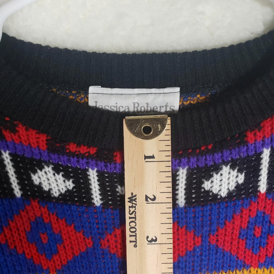 Vintage Jessica Roberts Womens Size Small Sweater Knit Retro Geometric  - Image 3 of 4