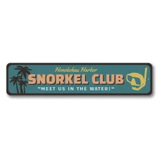 Snorkel Club, Beach Sign, Harbor Snorkel Sign,Beach Lover, Diver Metal Sign