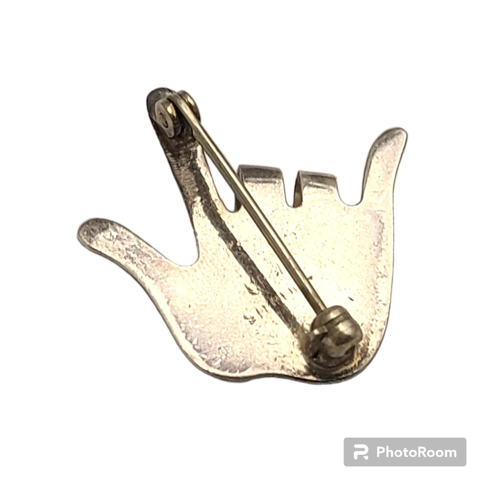 Винтажная брошь на булавке Great Falls Metal Works из чистого серебра с любовным языком жестов - Изображение 4 из 4