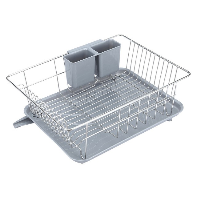 Home Updated 3Piece Kitchen Sink Dish Drainer Set Gray eBay