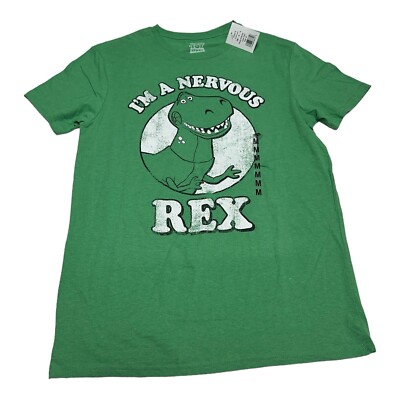 Toy Story I m A Nervous Rex T-Shirt Men's Sz M Dinosaur Green Tee Shirt Graphic