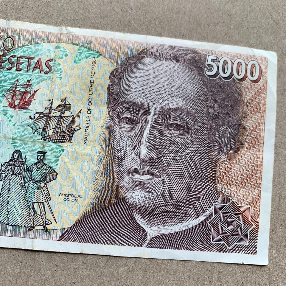 Christopher Columbus 1992 Spanish 5000 Pesetas Currency Spain Colon Banknote - Image 2 of 4