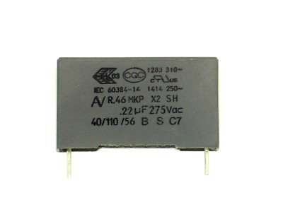 1x 0,22µF 275V~ AV R.46 MKP X2 M (.22µF,220nF,uF,Kondensatoren,Kondensator)G172