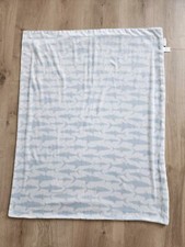 Lila  Jack Baby Blanket Sharks waves Blue White Reversible Stripe see Pics  