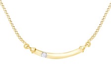 Round Cut Natural Diamond Accent Bar Pendant 10K Yellow Gold, 18" Rope Chain