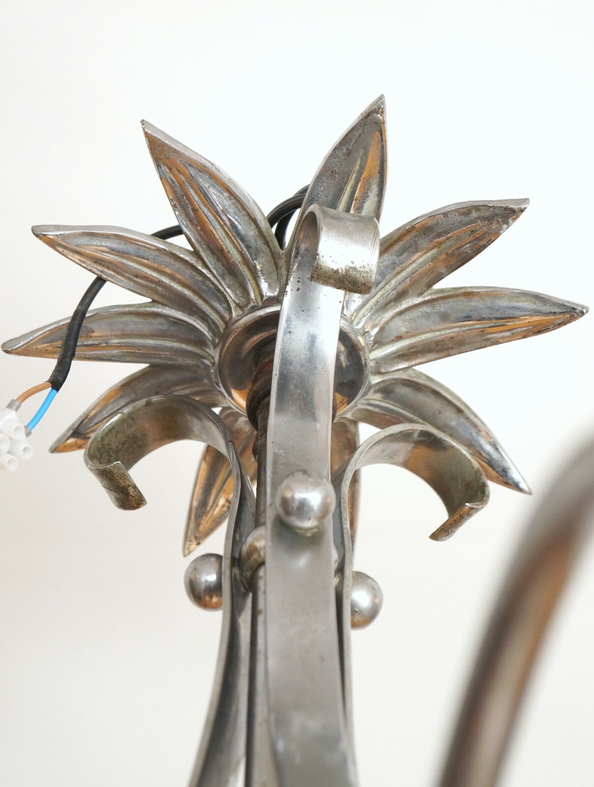 Art Deco Nickel Ceiling Chandelier Petitot