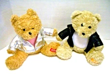 GALERIE LOT of TWO (2) SITTING TEDDY BEARS w/JACKETS - 8" - REESE'S and KISSES