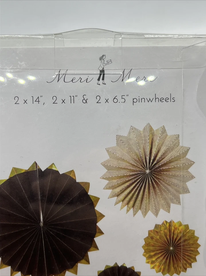 Meri Meri Paper Pinwheels Party Decoration Gold Black Shiny Birthday Graduation - Image 4 of 4