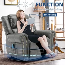 360° Manual Swivel Recliner Chairs Rocking Recliner Chair with Massage and Heat