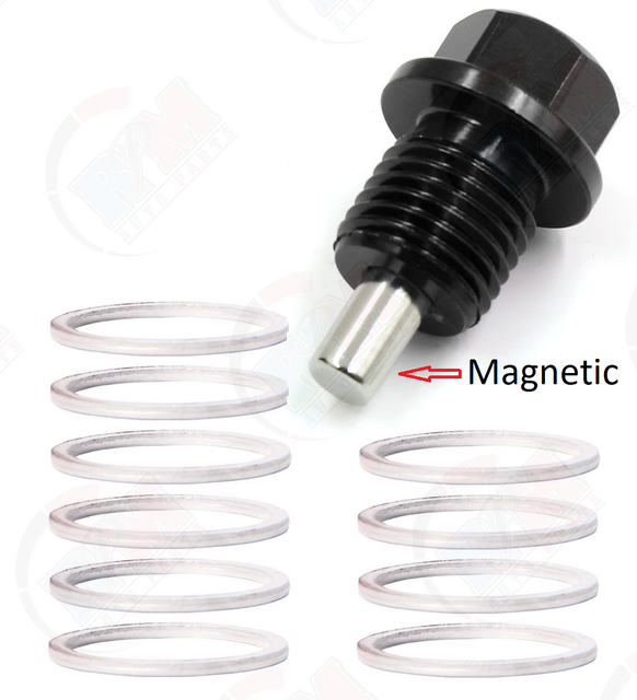 Aluminum Black Oil Drain Plug ADP541BLK + 10 Washers for Honda