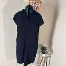 Simply Vera Vera Wang Size L Collared Shift Dress Navy Blue Short Sleeve