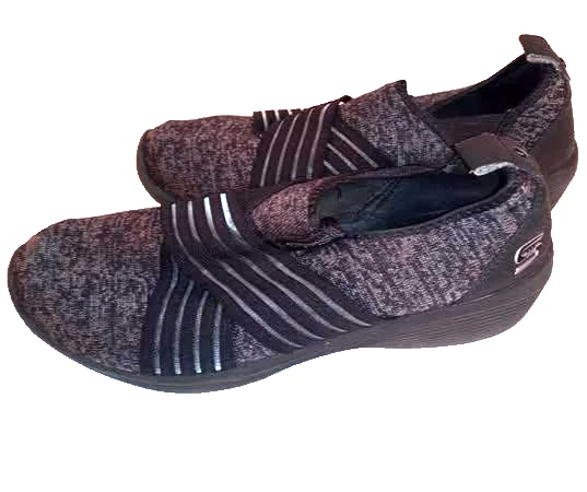 Zapatos Skechers para mujer negros tejidos sin cordones espuma viscoelástica refrigerada por aire cómodos elásticos Foto 2 de 4