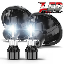 Fit Chevrolet Nova 1969-1978 Pair 7 Round Led Headlights Hilo Beam