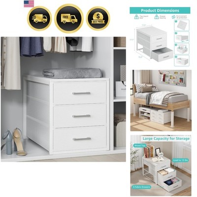 Closet Drawers White Fabric 3 Drawer Small Dresser for Closet Organizers and ...