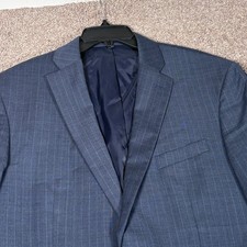 Jos A Bank 1905 Blue Pinstripe Wool Blazer Mens 44R brrr Comfort Sport Coat