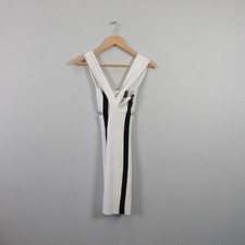 Alexander McQueen Knit Mini Dress White Zip Up Cutout XS S Cocktail Bodycon 370