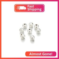 500pcs 4mm 0.16 Inch Sterling Silver Plated Corrugated Ribbon Round Beads