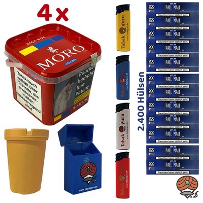 Moro Red/Rot Volumentabak 4x 235g Giga Box, Pall Mall Blue Xtra Hülsen, Zubehör