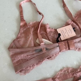 Victoria's Secret Designer Swarovski Crystal Rose Quartz 34C Bra & M Thong Set