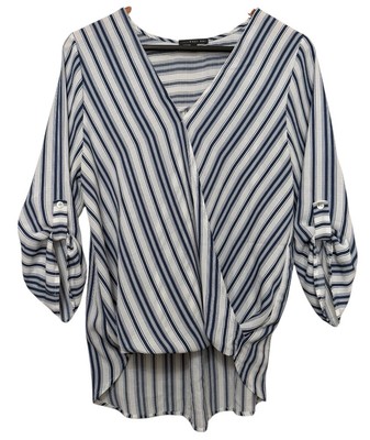 West Kei Allan Surplice Neck Convertible Sleeve High Low Top Women s Medium