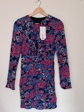 Zara Multicoloured Patterned Short Dress Ruched Detail Twist Knot Size Small New