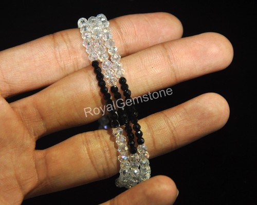 Schwarz Diamant Facettierte Rondelle Perlen, 3-4 mm Kristall Facettiert Perlen für Schmuck - Bild 7 von 8