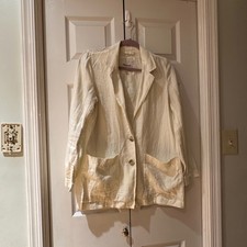 Madewell Women's Jacket Blazer Linen Dorset Small Butter Ivory Pockets