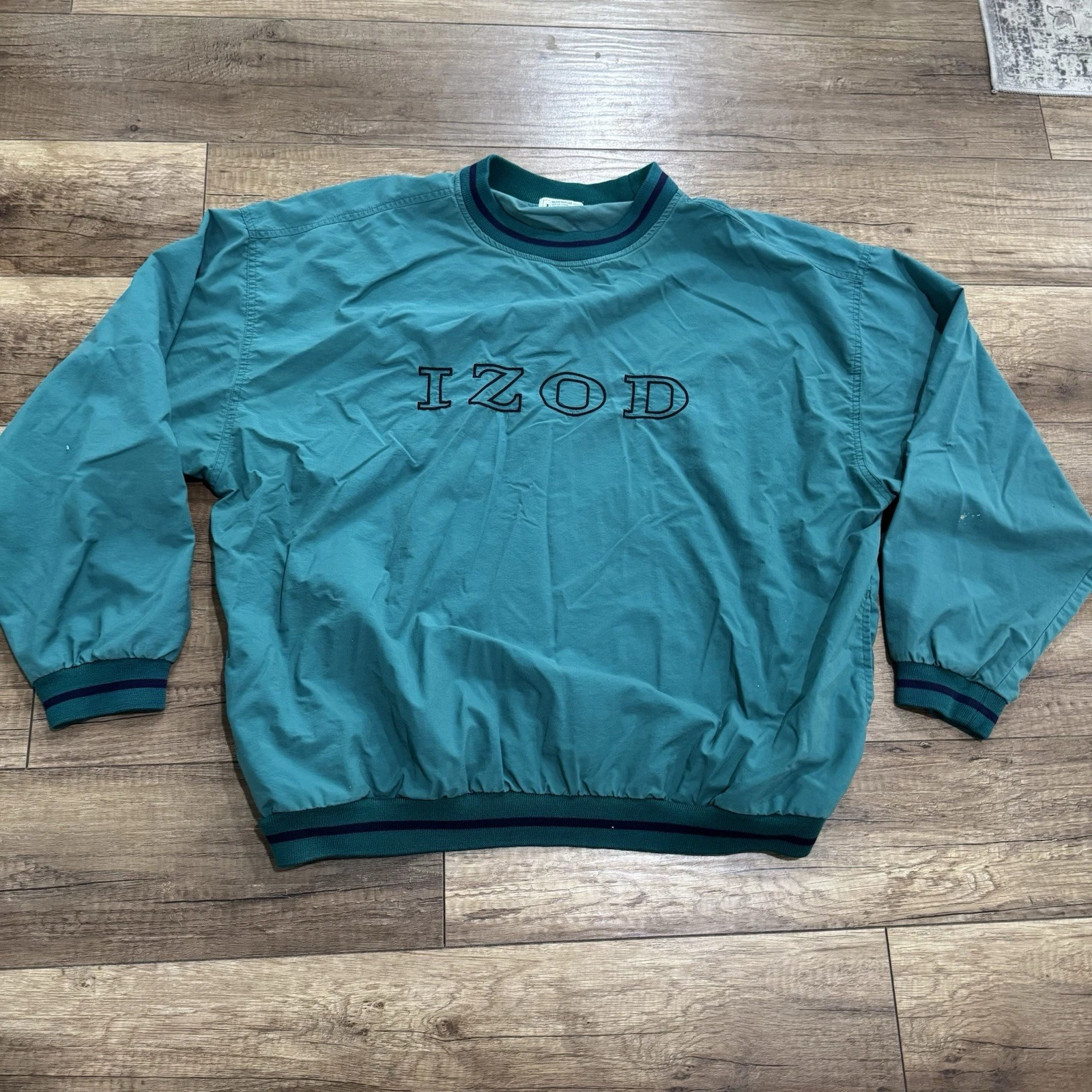 Vintage IZOD Teal Windbreaker Pullover Preppy 90s Golf