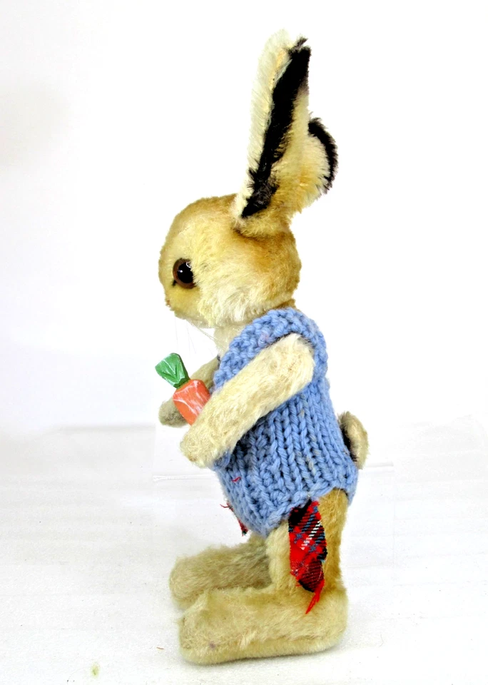 Vtg 1950s Steiff EASTER BUNNY rabbit mohair swivel head arms 9" + ears big eyes - Image 4 of 4