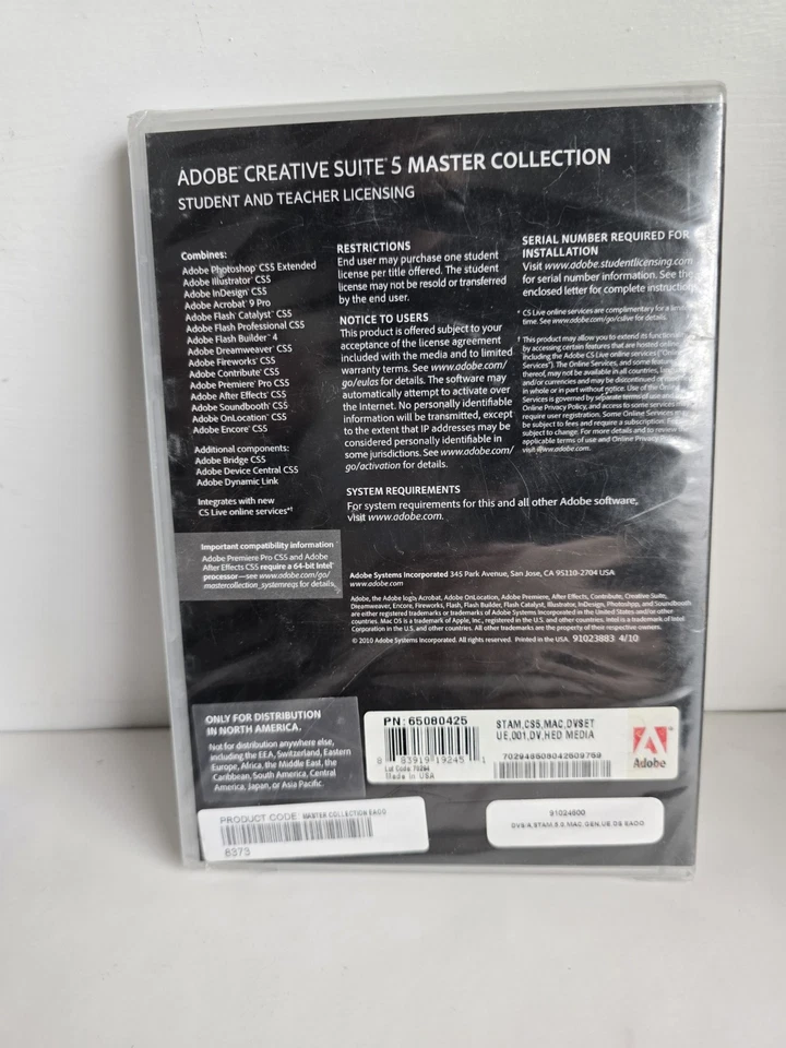 Adobe Creative Suite 5 Master Collection Student/Teacher Edition READ DESCRIPTIO - Image 2 of 4