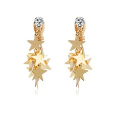 Cute Clip On Earrings Star Dangle Earrings Gold statement Hypoallergenic Non Pie