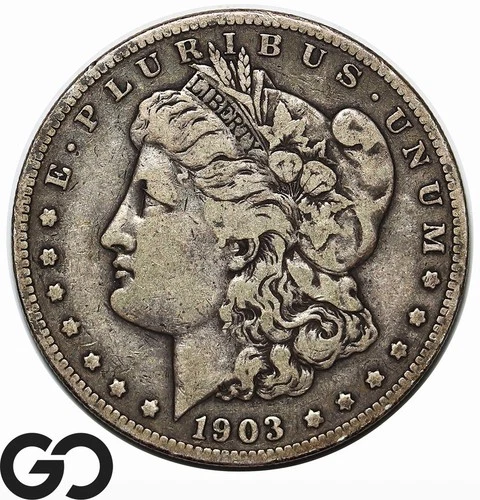 1903-S Morgan Silver Dollar Coin, Choice Fine++, Better Date