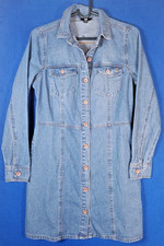 FRYE Denim Shirt Dress Womens Small Blue Jean Long Sleeve Button Front Pockets
