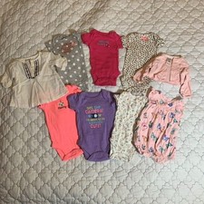 Baby Girls Clothes Lot Of 10 Newborn Bodysuits Tops Colorful