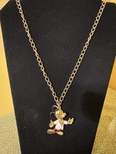 Vintage Walt Disney 2  Mickey Mouse Pendant w/30  Gold-tone Necklace Chain