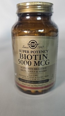 Solgar Biotin 5000 mcg, 100 Veg Caps - Promote Healthy Skin, Nails & Hair -1/28